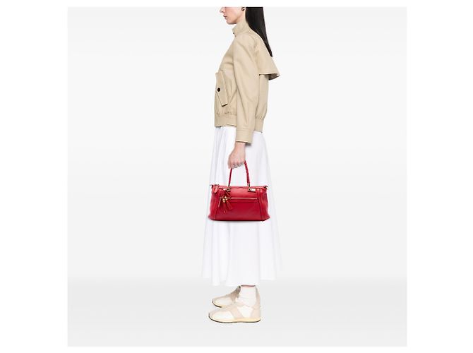 Gucci Bella Satchel aus rotem Narbenleder - Ansicht 6
