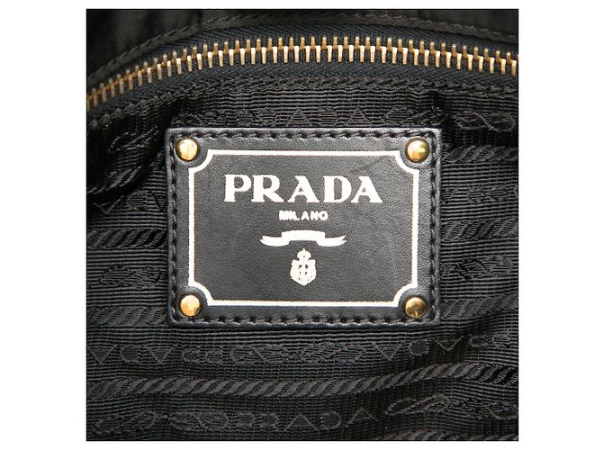 Prada Black Tessuto Canapa Logo Satchel Schwarz - Ansicht 5