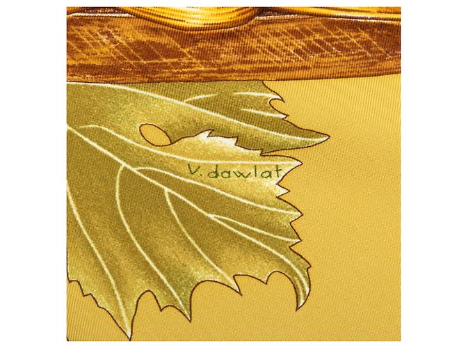 Foulard di seta Hermès Gold Vendanges 90 D'oro - vista 4