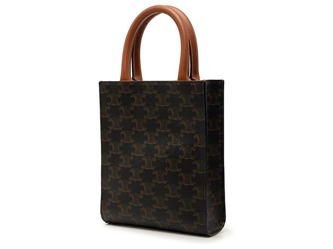 Céline Celine Brown Mini Triomphe Coated Canvas Vertical Cabas Satchel Braun Dunkelbraun - Ansicht 2