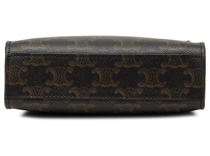 Céline Celine Brown Mini Triomphe Coated Canvas Vertical Cabas Satchel Braun Dunkelbraun - Ansicht 3