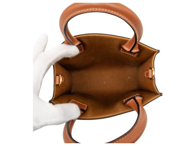 Céline Celine Brown Mini Triomphe Coated Canvas Vertical Cabas Satchel Braun Dunkelbraun - Ansicht 4