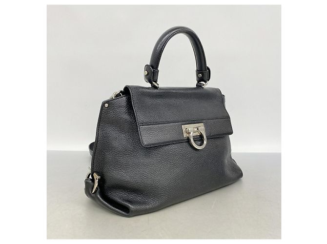 Borsa in pelle Gancini Salvatore Ferragamo Nero - vista 2