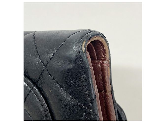 Cartera larga tri-fold Chanel de piel de cordero negra Negro - vista 6