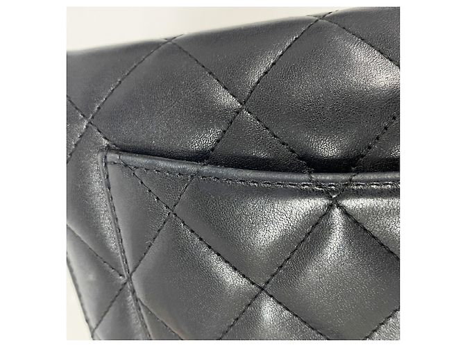 Cartera larga tri-fold Chanel de piel de cordero negra Negro - vista 7