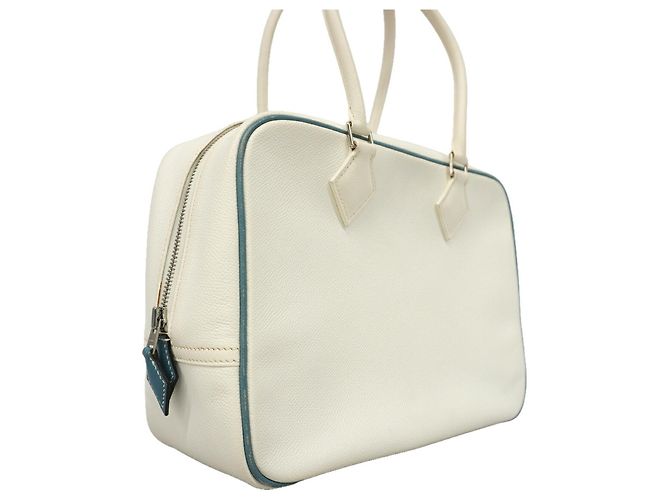 Sac à main Hermès Plume 28 Blanc Bleu - vue 2