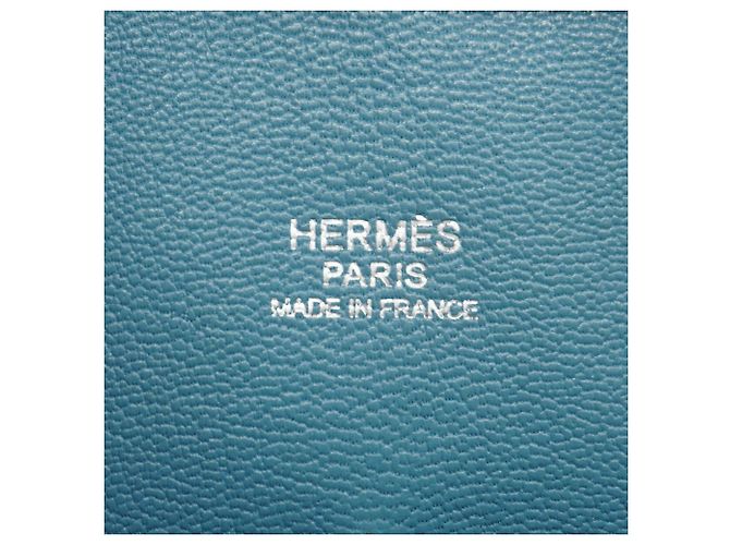 Sac à main Hermès Plume 28 Blanc Bleu - vue 5