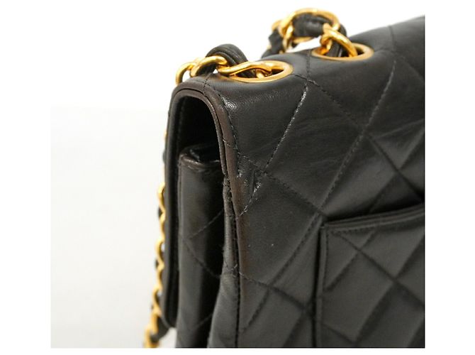 Borsa a tracolla Chanel in pelle d'agnello nera Nero - vista 7