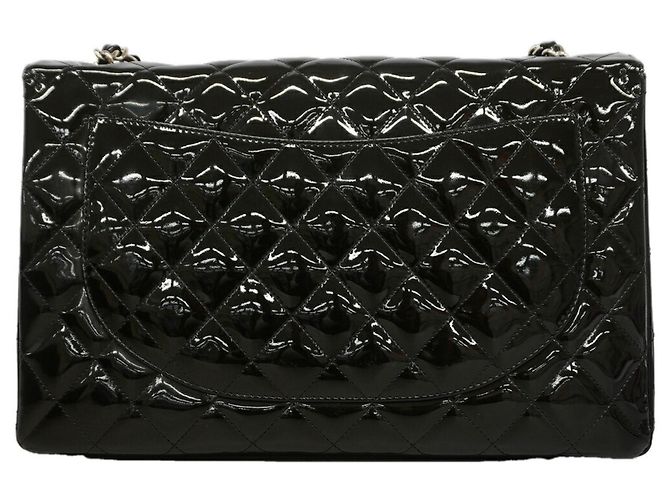 Borsa a tracolla Chanel in pelle verniciata nera Nero - vista 10