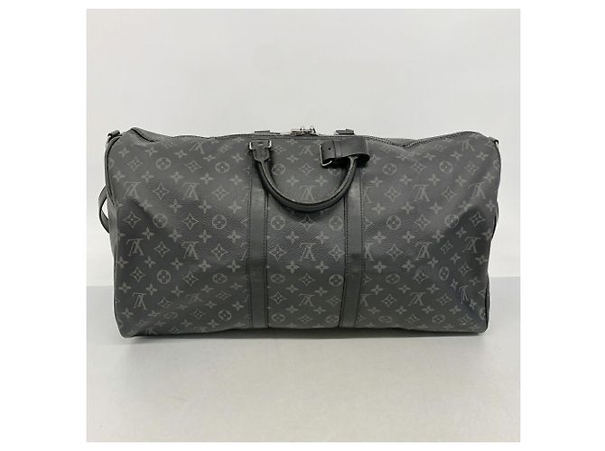 Sac Boston Louis Vuitton – Monogram Eclipse Keepall Bandoulière 55 Noir - vue 12