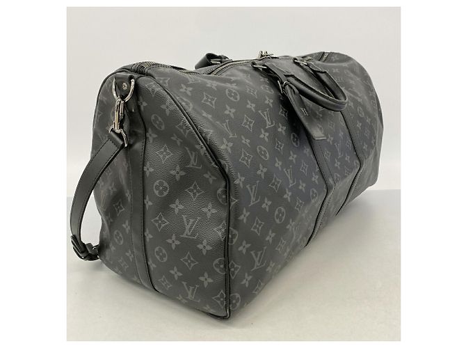 Sac Boston Louis Vuitton – Monogram Eclipse Keepall Bandoulière 55 Noir - vue 2