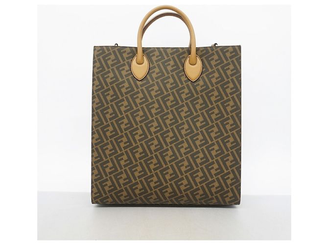 Sac cabas Fendi Zucca en cuir marron - vue 10