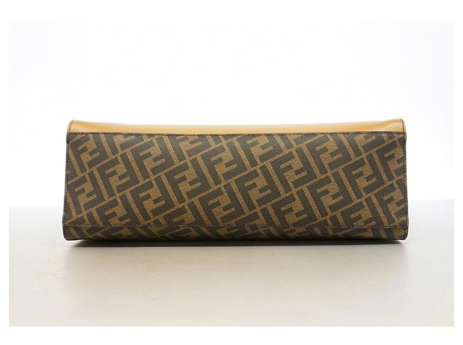 Sac cabas Fendi Zucca en cuir marron - vue 3