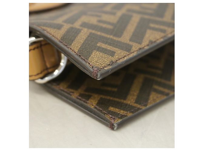 Sac cabas Fendi Zucca en cuir marron - vue 7