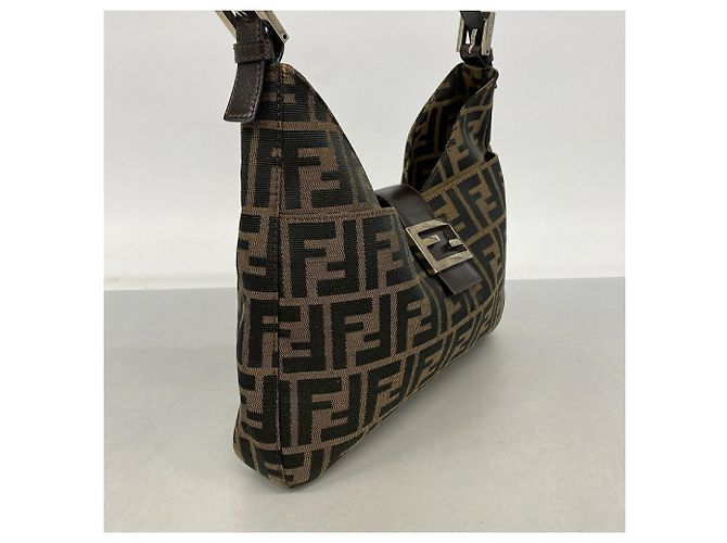 Borsa Fendi Zucca in nylon e canvas Marrone - vista 2