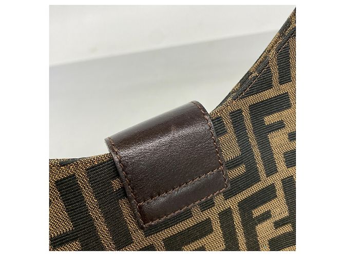 Borsa Fendi Zucca in nylon e canvas Marrone - vista 7