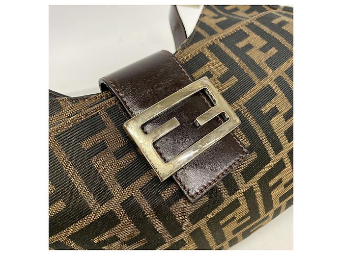 Borsa Fendi Zucca in nylon e canvas Marrone - vista 8