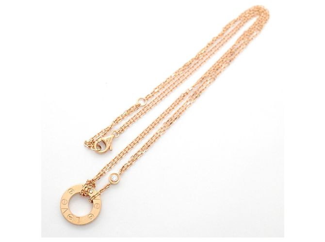 Collana Cartier Love Circle in oro rosa 18K con diamanti - vista 3