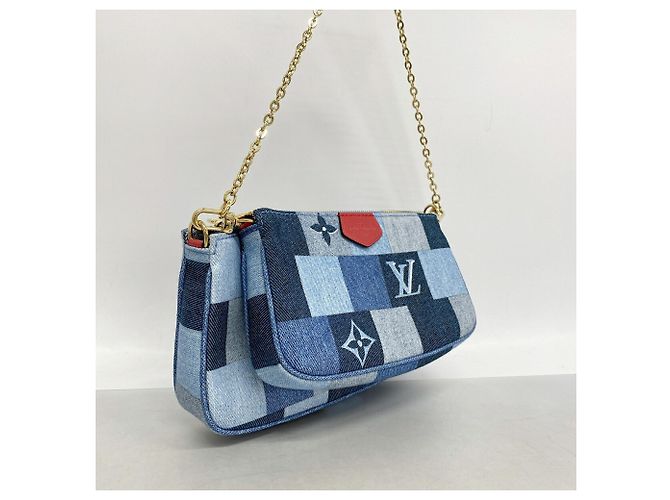 Louis Vuitton Denim Monogram Multipochette Accessoires Handtasche Rot Blau - Ansicht 2