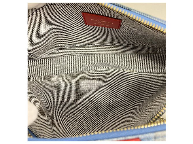 Louis Vuitton Denim Monogram Multipochette Accessoires Handtasche Rot Blau - Ansicht 4