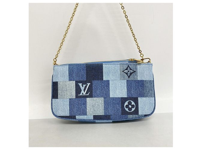 Louis Vuitton Denim Monogram Multipochette Accessoires Handtasche Rot Blau - Ansicht 9