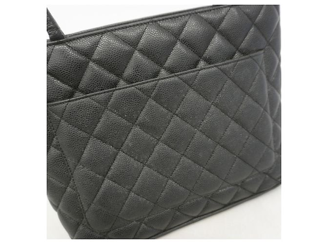 Borsa Tote Chanel in pelle di vitello martellata nera Nero - vista 10