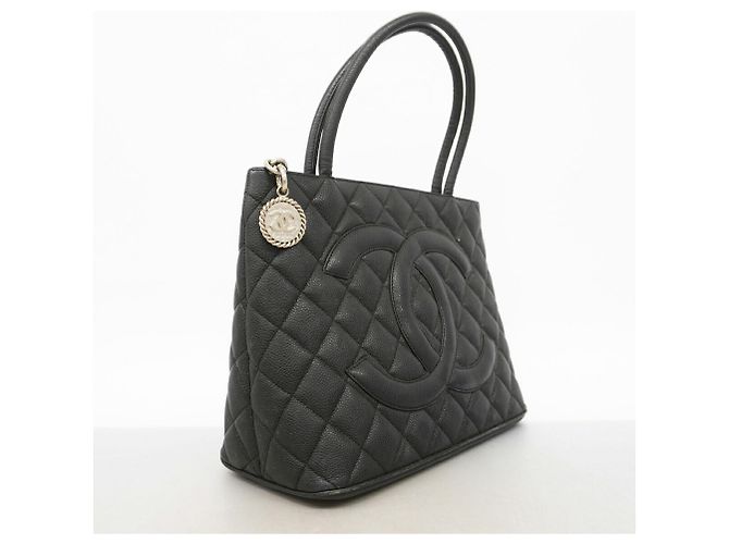 Borsa Tote Chanel in pelle di vitello martellata nera Nero - vista 2