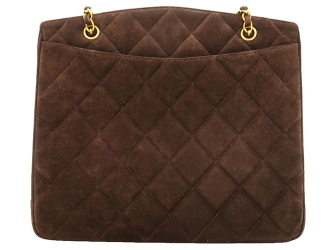 Borsa a tracolla Chanel Matelassé in camoscio marrone - vista 10