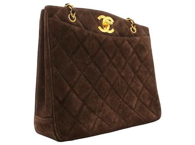 Borsa a tracolla Chanel Matelassé in camoscio marrone - vista 2