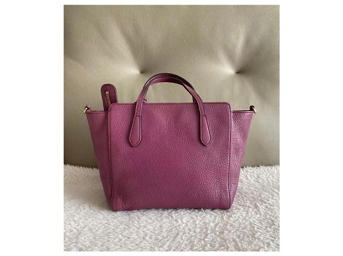 Borsa Gucci Swing in pelle rosa - vista 3