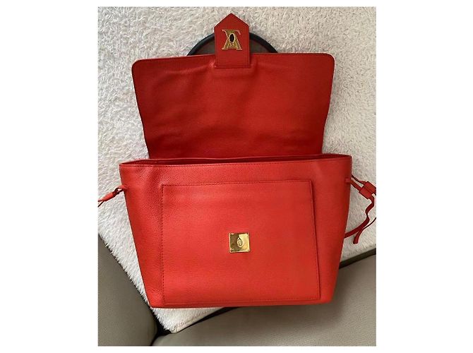 Louis Vuitton Lockme Handtasche Orangerot Leder - Ansicht 10
