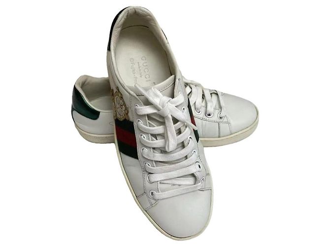 Gucci Ace Low-Top Sneaker Weiß Leder Doraemon Braun Rot Grün - Ansicht 2