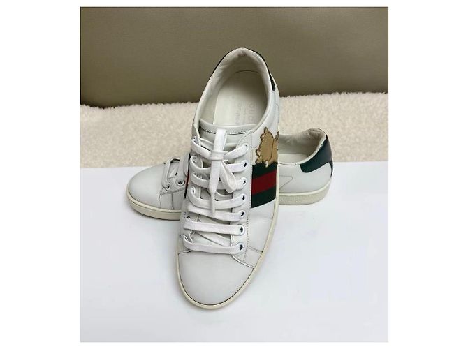 Gucci Ace Low-Top Sneaker Weiß Leder Doraemon Braun Rot Grün - Ansicht 3