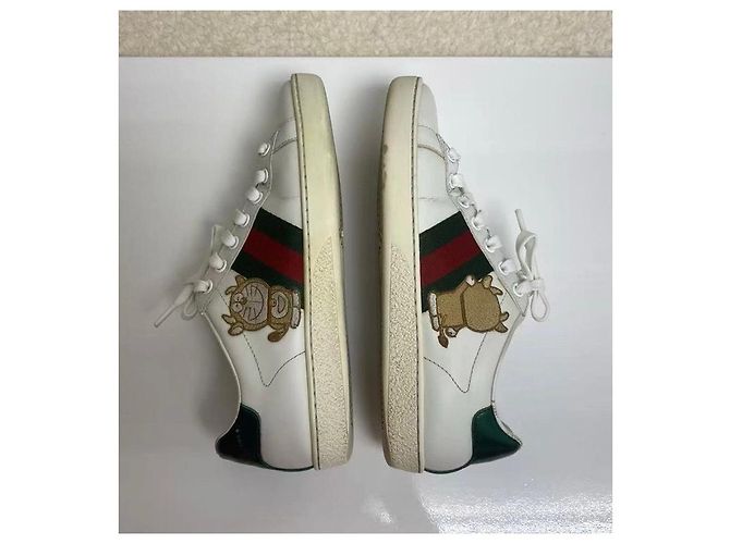 Gucci Ace Low-Top Sneaker Weiß Leder Doraemon Braun Rot Grün - Ansicht 8