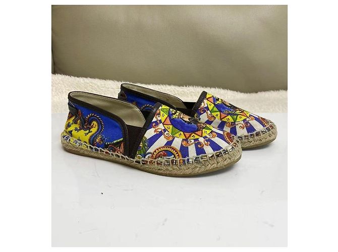 Dolce & Gabbana Espadrilles mit König- und Drachen-Print Braun Weiß Rot Blau Mehrfarben Grün Gelb - Ansicht 5