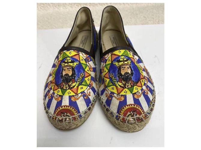 Dolce & Gabbana Espadrilles mit König- und Drachen-Print Braun Weiß Rot Blau Mehrfarben Grün Gelb - Ansicht 6