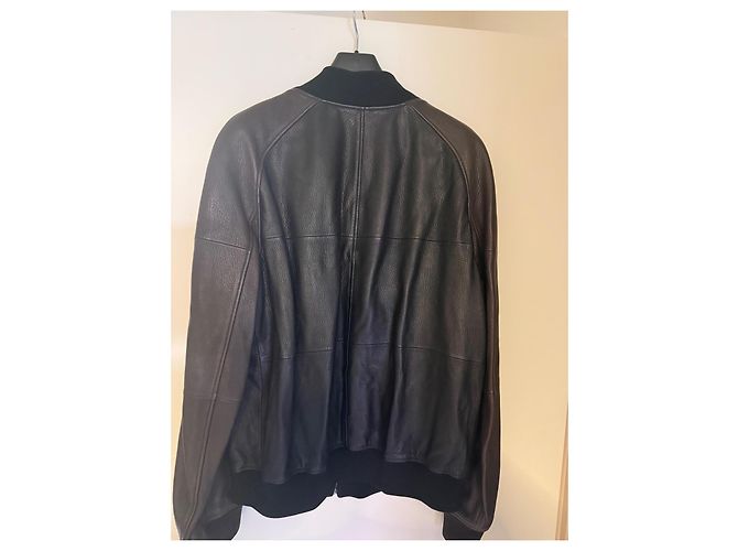 Hermès Two-tone leather aviator jacket Brown Black - view 2