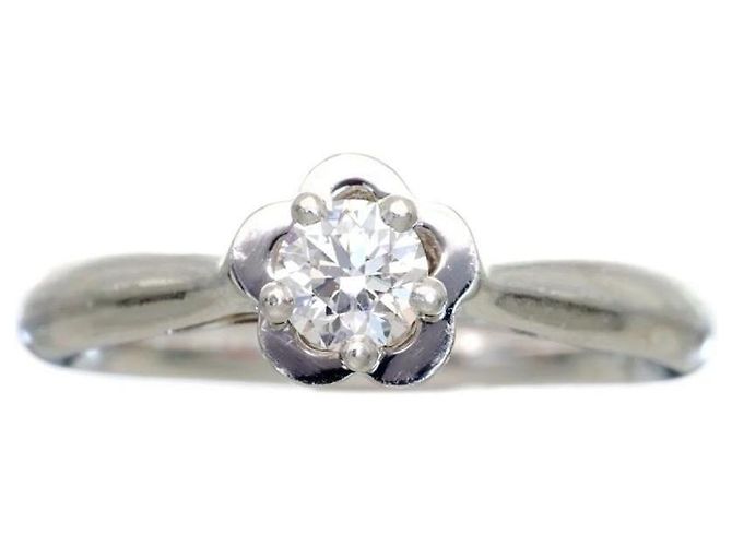 Chanel Camélia Diamant-Solitärring aus Platin Pt950 Silber Weiß - Ansicht 13