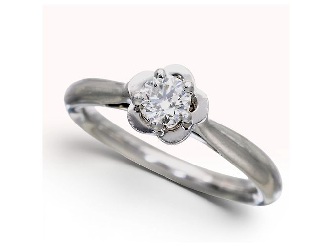 Chanel Camélia Diamant-Solitärring aus Platin Pt950 Silber Weiß - Ansicht 2