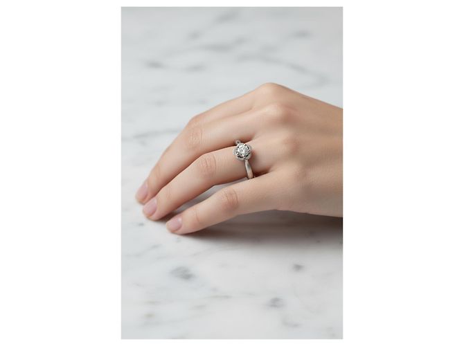 Chanel Camélia Diamant-Solitärring aus Platin Pt950 Silber Weiß - Ansicht 7