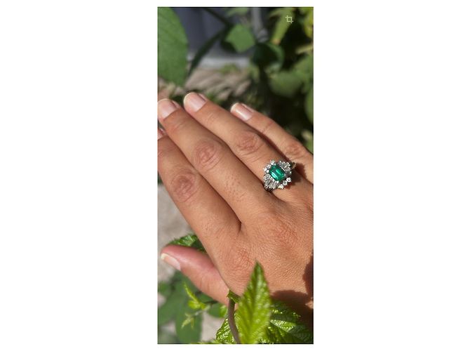 Autre Marque Platin Ballerina Ring Smaragd Diamant Weiß Grün - Ansicht 10