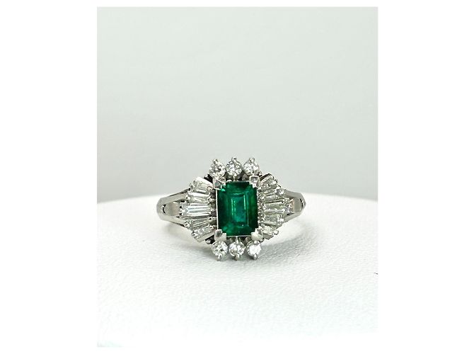 Autre Marque Platin Ballerina Ring Smaragd Diamant Weiß Grün - Ansicht 12