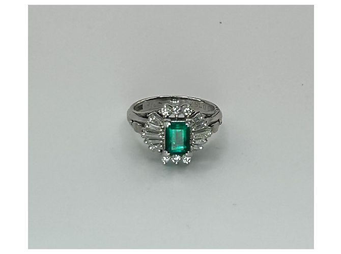Autre Marque Platin Ballerina Ring Smaragd Diamant Weiß Grün - Ansicht 13