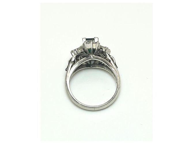 Autre Marque Platin Ballerina Ring Smaragd Diamant Weiß Grün - Ansicht 15