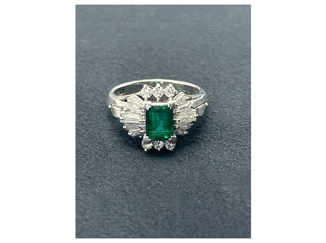 Autre Marque Platin Ballerina Ring Smaragd Diamant Weiß Grün - Ansicht 17