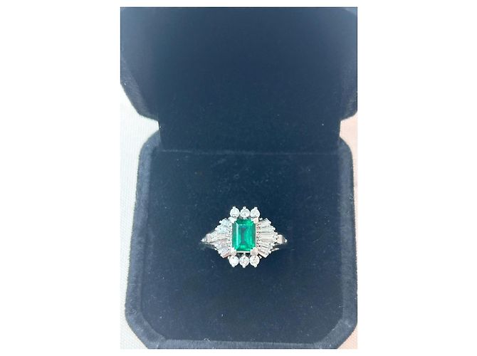 Autre Marque Platin Ballerina Ring Smaragd Diamant Weiß Grün - Ansicht 18