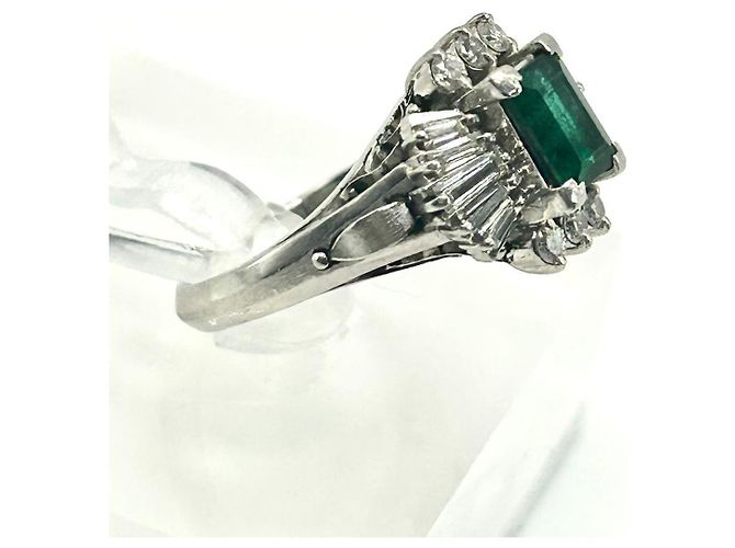 Autre Marque Platin Ballerina Ring Smaragd Diamant Weiß Grün - Ansicht 3