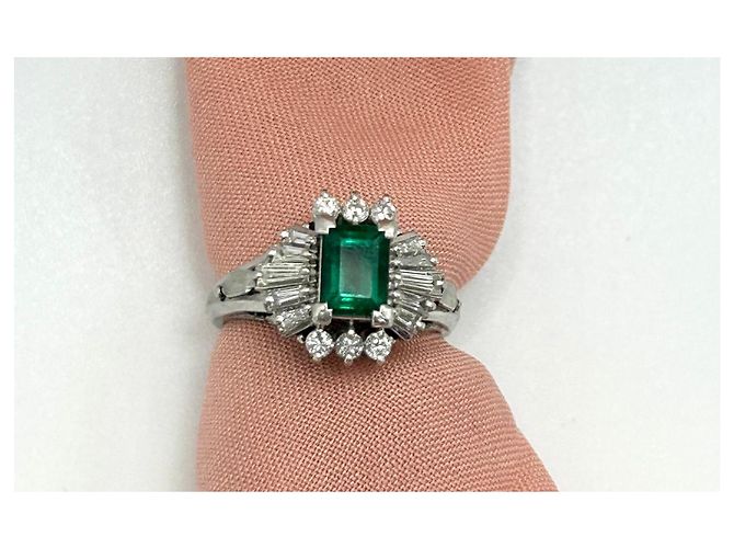 Autre Marque Platin Ballerina Ring Smaragd Diamant Weiß Grün - Ansicht 5