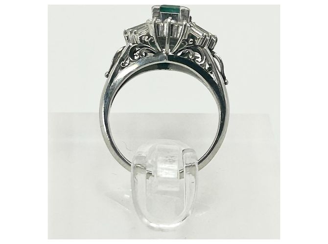 Autre Marque Platin Ballerina Ring Smaragd Diamant Weiß Grün - Ansicht 8