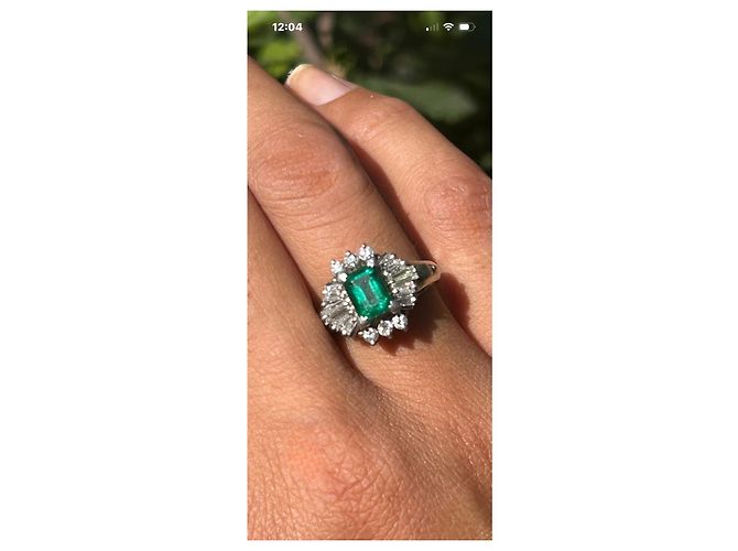 Autre Marque Platin Ballerina Ring Smaragd Diamant Weiß Grün - Ansicht 9